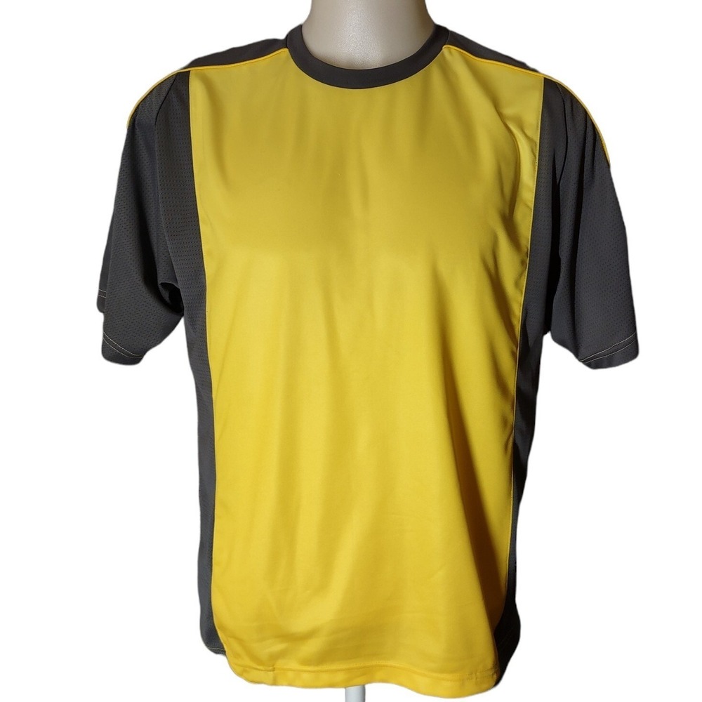 NordicTrack Shirt Men's Large Sport Performance Short Sleeve NT Dri Gray Yellow‎